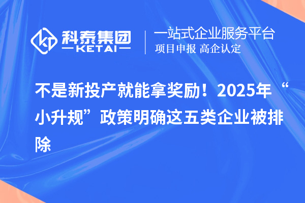 不是新投產就能拿獎勵！2025年“小升規(guī)”政策明確這五類企業(yè)被排除