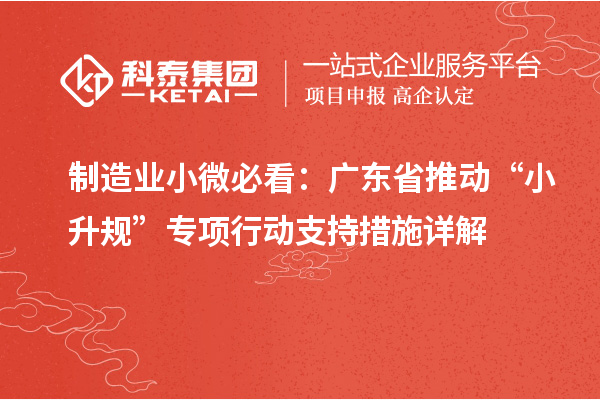 制造業(yè)小微必看：廣東省推動“小升規(guī)”專項行動支持措施詳解