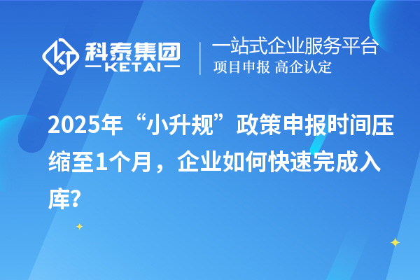 2025年“小升規(guī)”政策申報時間壓縮至1個月，企業(yè)如何快速完成入庫？